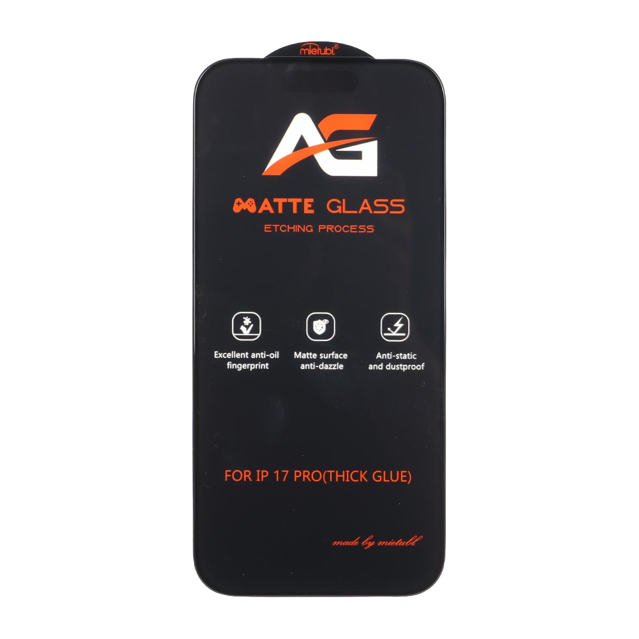 محافظ صفحه نمایش شیشه ای مات Full Cover Anti Static Mietubl AG مدل NTC - Apple iPhone 17 Pro