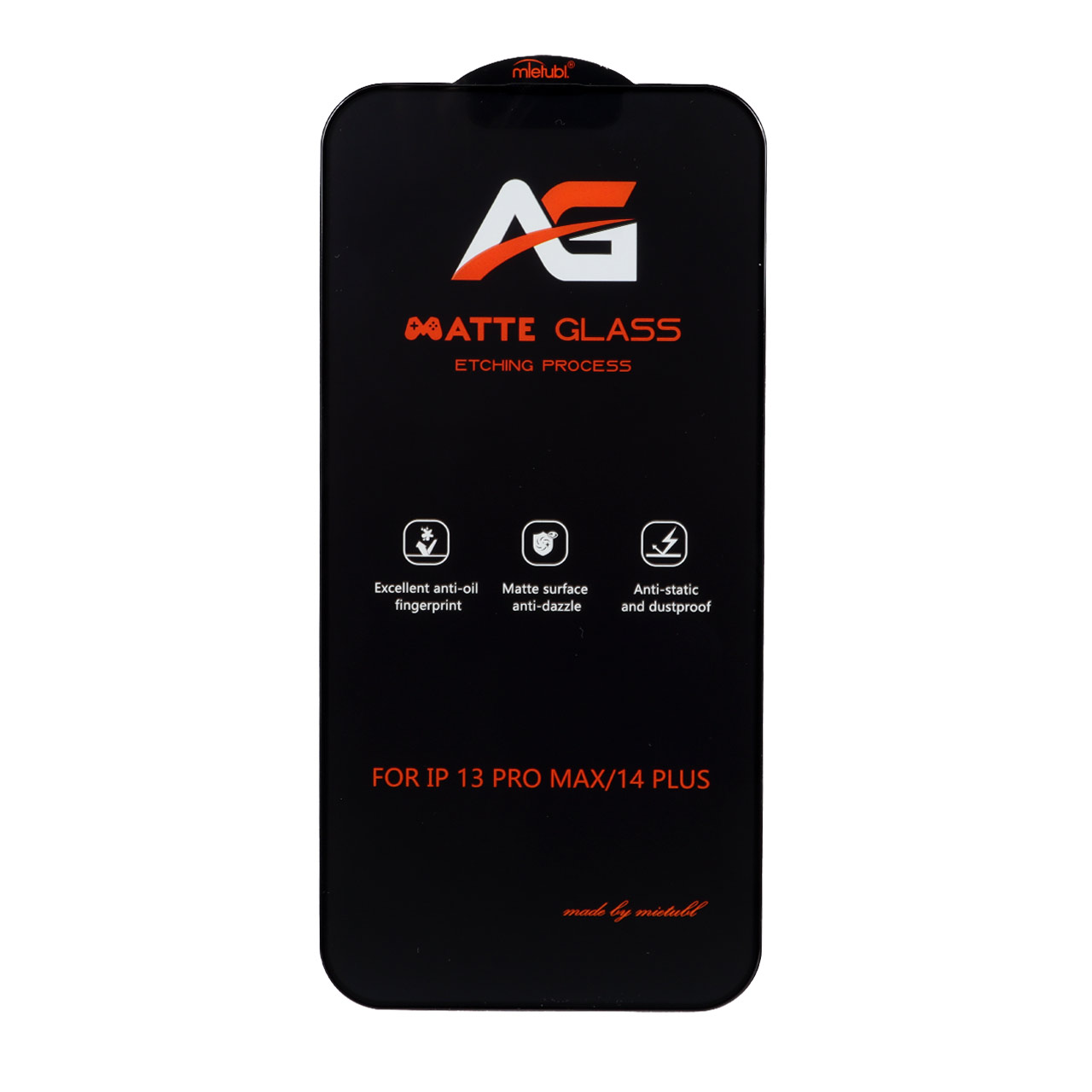محافظ صفحه نمایش شیشه ای مات Full Cover Anti Static Mietubl AG مدل NTC - Apple iPhone 13 Pro Max / iPhone 14 Plus