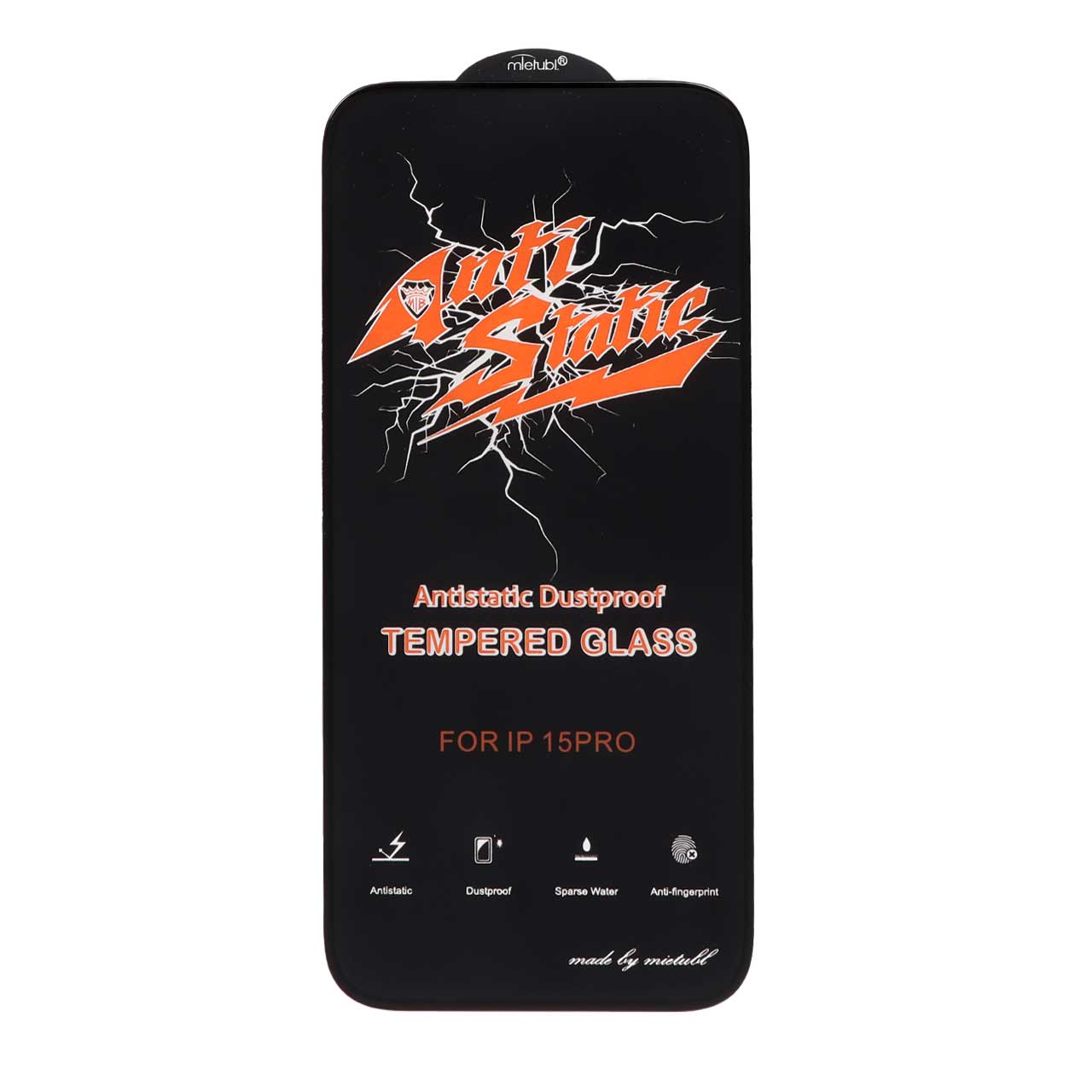 محافظ صفحه نمایش شیشه ای Apple iPhone 15 Pro - Full Cover Anti Static Mietubl (بدون پک) - مشکی