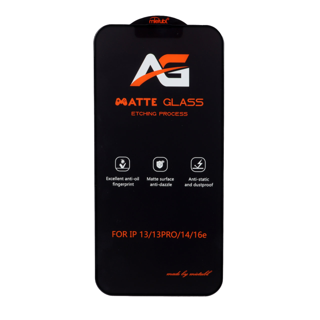 محافظ صفحه نمایش شیشه ای مات Full Cover Anti Static Mietubl AG مدل NTC - Apple iPhone 13 / iPhone 13 Pro / iPhone 14 / 16e