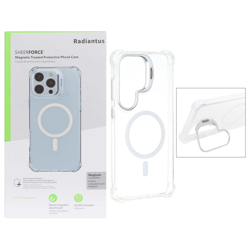 قاب اورجینال Radiantus کریستالی MagSafe لنز فلزی استندشو ایربگ دار Samsung Galaxy S26 Ultra (پک دار)