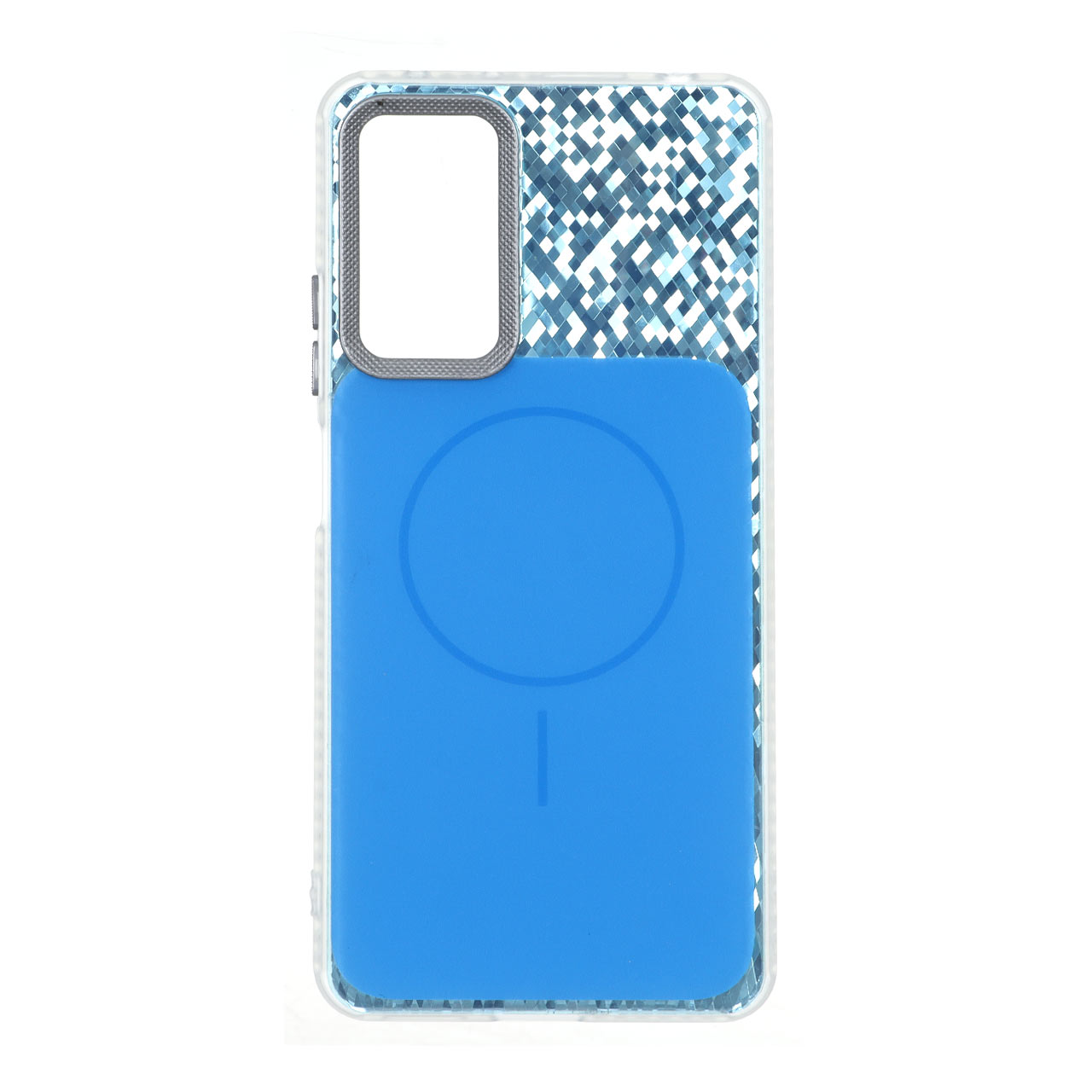 قاب مستطیلی طرح مگ سیف شطرنجی براق لنز کربن Xiaomi Redmi Note 12 Pro 4G / Redmi Note 11 Pro - آبی کد 1