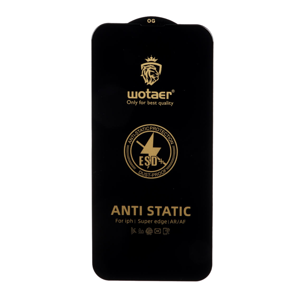 محافظ صفحه نمایش شیشه ای Full Cover ESD Anti Static - Wotaer OG مدل NTC - Apple iPhone 13 / iPhone 13 Pro / iPhone 14 / 16e