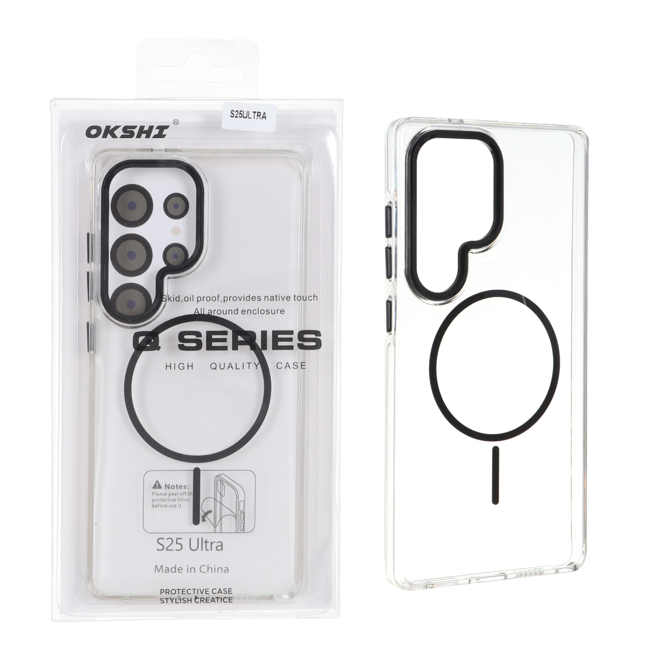قاب اورجینال Q Series کریستالی MagSafe لنز فلزی Samsung Galaxy S25 Ultra - مشکی (پک دار)