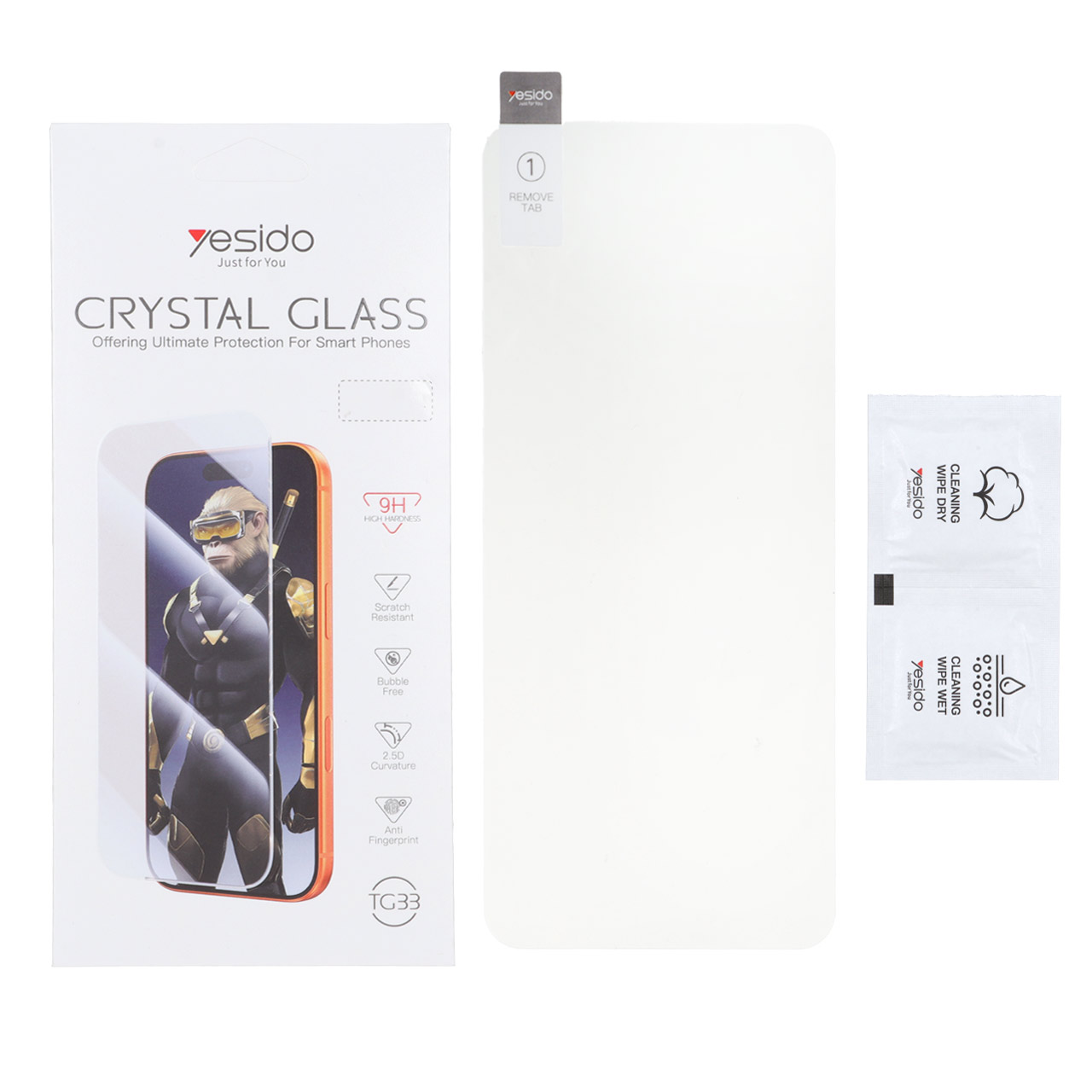 محافظ صفحه نمایش شیشه ای اورجینال بدون حاشیه Crystal Glass Yesido TG33 مدل Samsung Galaxy A11 / M11 / Redmi Note 9 / Note 9t / Mi 11 lite / Mi 12 lite / Realme 7 / Realme 9 (پک دار)