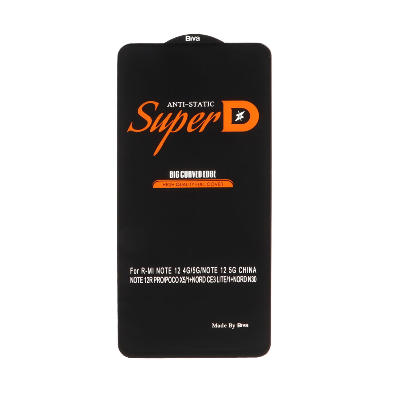 محافظ صفحه نمایش شیشه ای Xiaomi Redmi Note 12 4G / Redmi Note 12 5G / Poco X5 / Honor X8 / X8A / X10 / Realme 11 / Oppo A98 / Oppo A58 / Note 12R Pro - Full Cover Super D Biva - مشکی (بدون پک)
