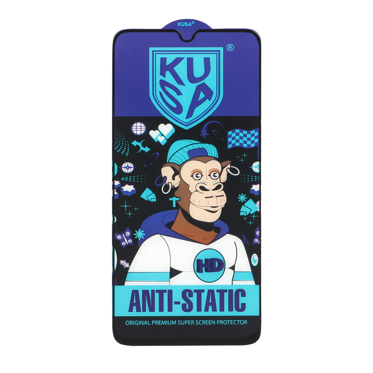 محافظ صفحه نمایش شیشه ای Full Cover Kusa- Anti Static مدل Samsung A07 / A06 / A05S / Realme C51 / Realme C53 / Narzo N53 / Realme Note 50 - مشکی (بدون پک)