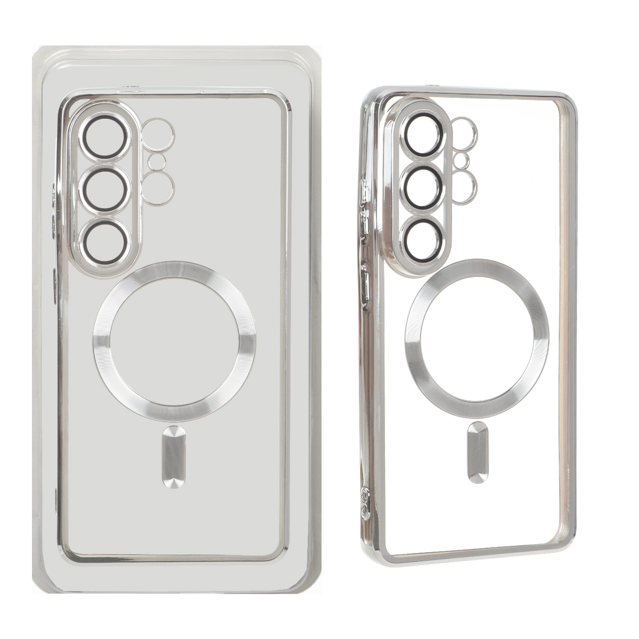 قاب اورجینال الکترواستاتیک Magsafe لنز گلس دار Samsung Galaxy S26 Ultra - نقره ای (پک دار) MPS