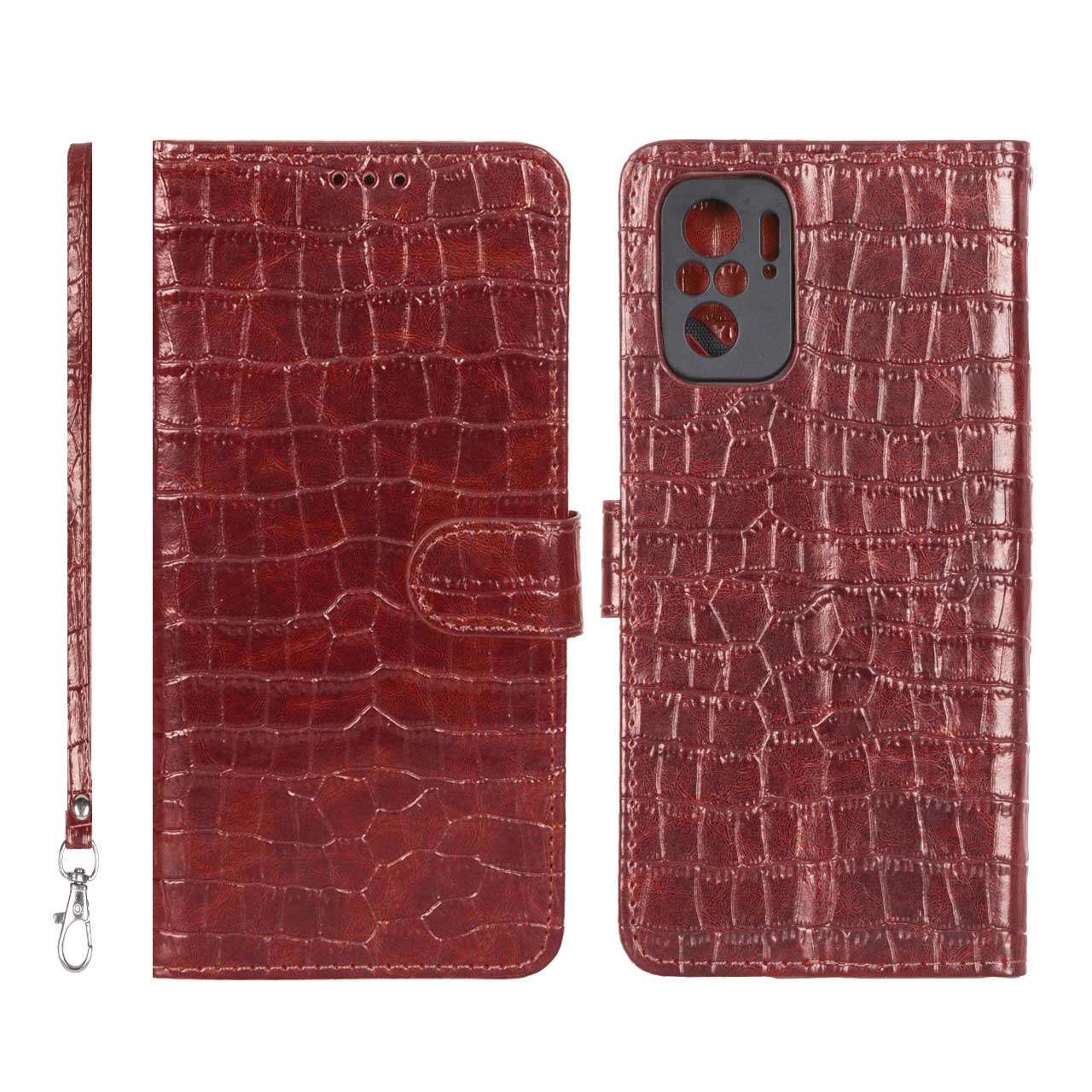 کیف موبایل مگنتی کروکو MNC مدل Xiaomi Redmi Note 10 4G / Redmi Note 10S / Poco M5S - زرشکی