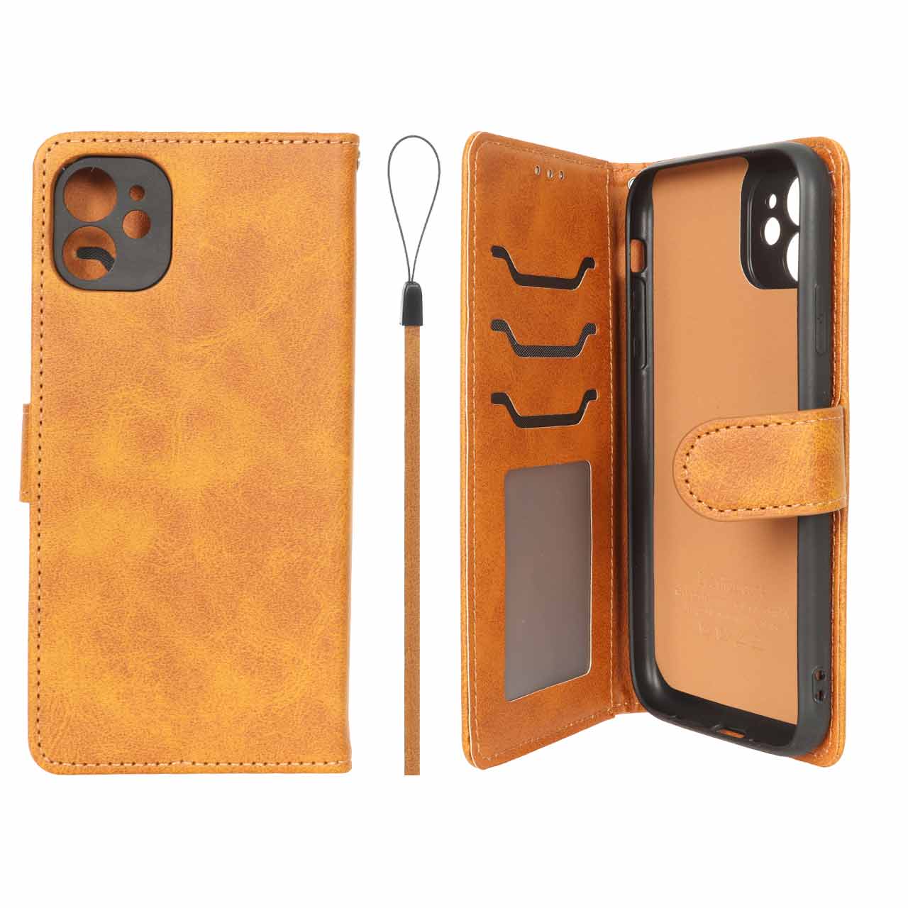 کیف موبایل مگنتی درجه یک داخل خز MNC Plus مدل Apple iPhone 11 - عسلی