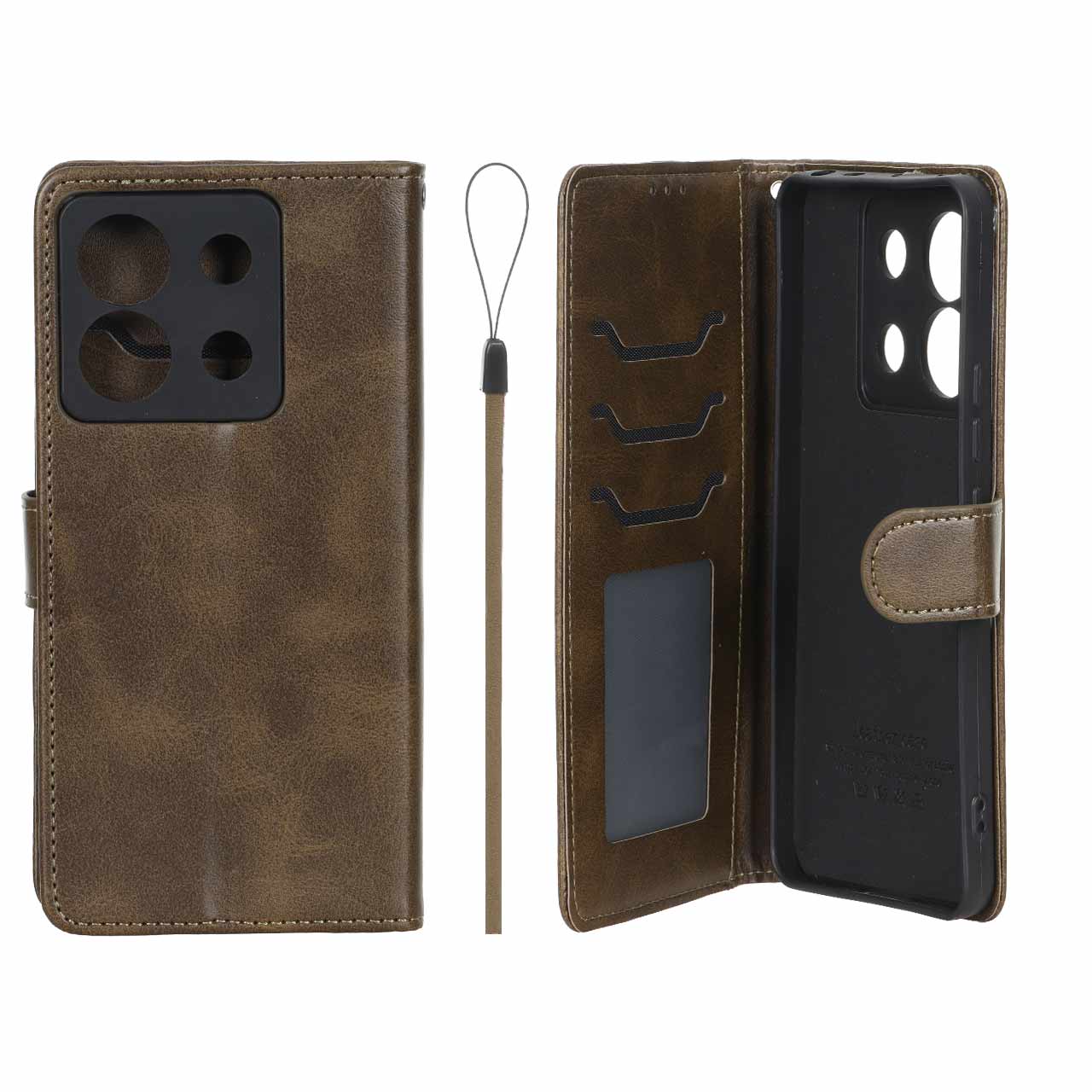 کیف موبایل مگنتی درجه یک داخل خز MNC Plus مدل Xiaomi Redmi Note 13 Pro 5G / Poco X6 5G - سبز زیتونی