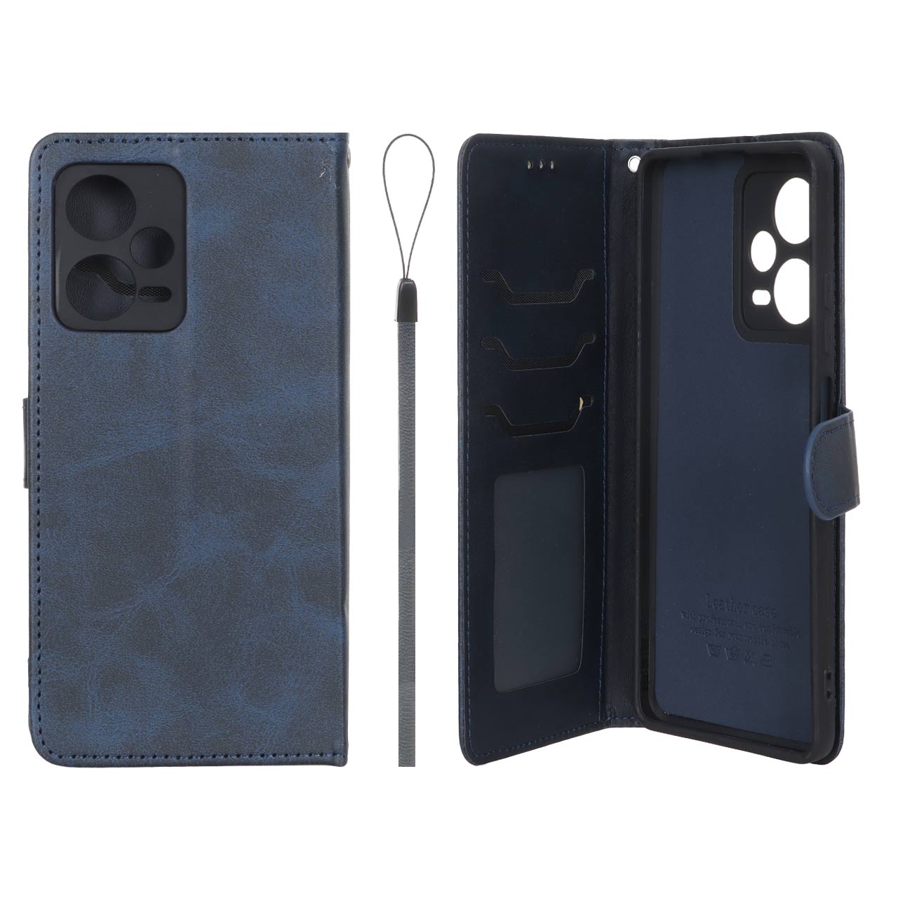 کیف موبایل مگنتی درجه یک داخل خز MNC Plus مدل Xiaomi Redmi Note 12 Pro Plus - سرمه ای