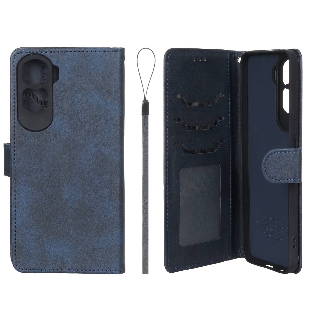 کیف موبایل مگنتی درجه یک داخل خز MNC Plus مدل Honor 90 Lite - سرمه ای