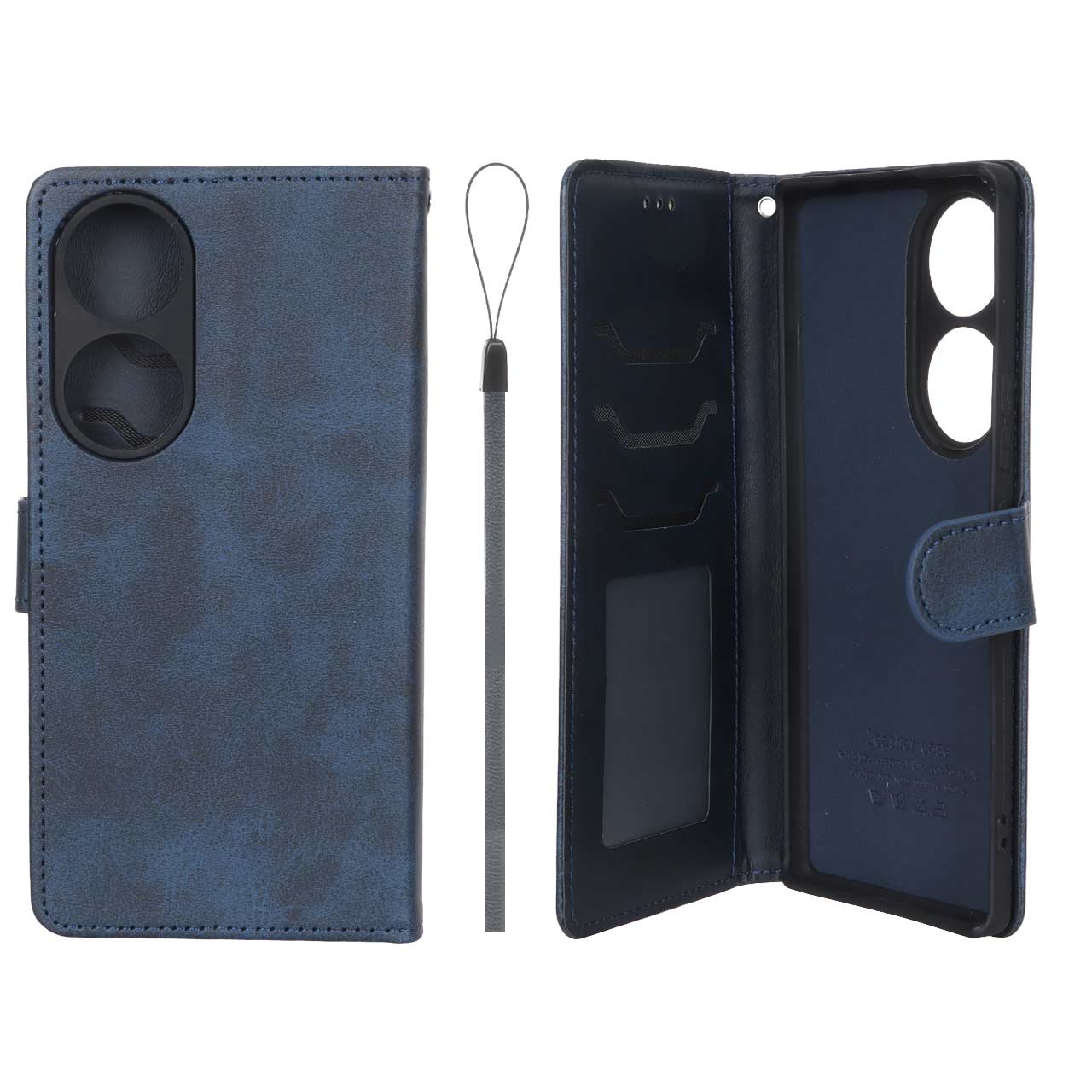 کیف موبایل مگنتی درجه یک داخل خز MNC Plus مدل Honor 70 - سرمه ای