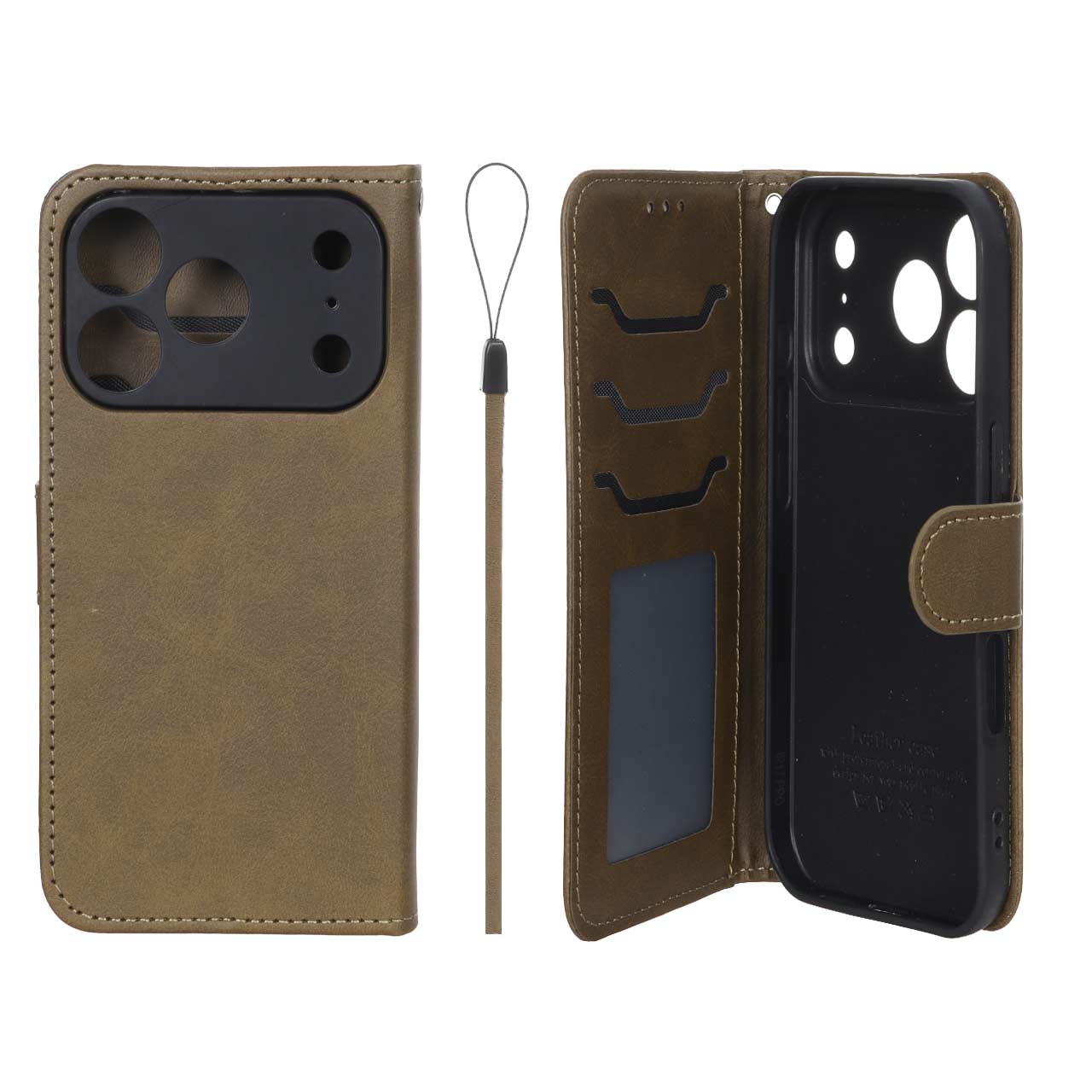 کیف موبایل مگنتی درجه یک داخل خز MNC Plus مدل Apple iPhone 17 Pro - سبز زیتونی