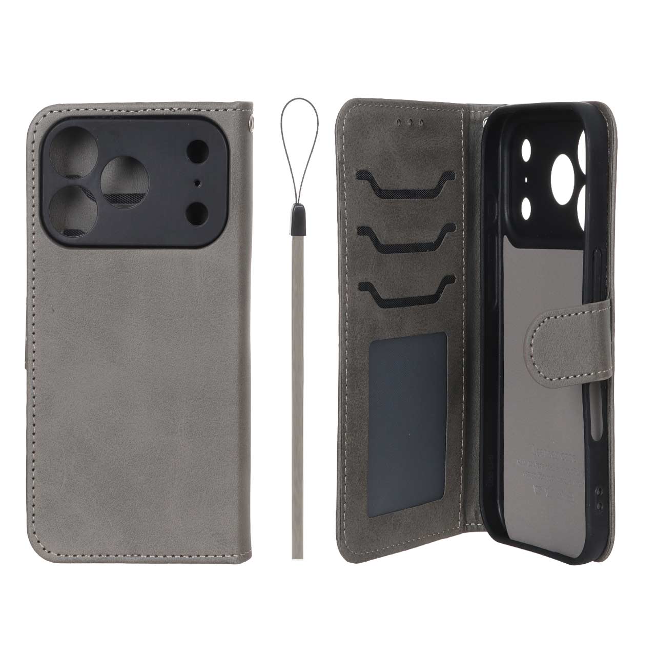 کیف موبایل مگنتی درجه یک داخل خز MNC Plus مدل Apple iPhone 17 Pro - خاکستری
