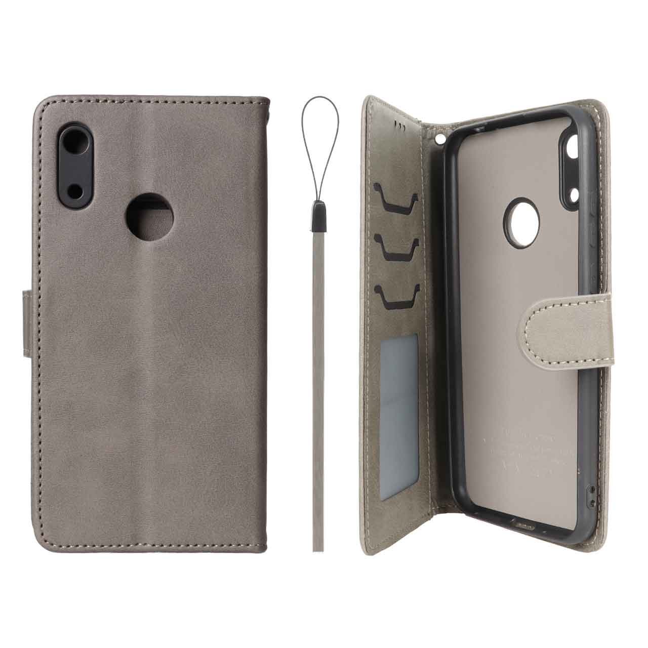 کیف موبایل مگنتی درجه یک داخل خز MNC Plus مدل Huawei Y6 (2019) / Y6 Prime (2019) / Y6s / Honor 8a - خاکستری