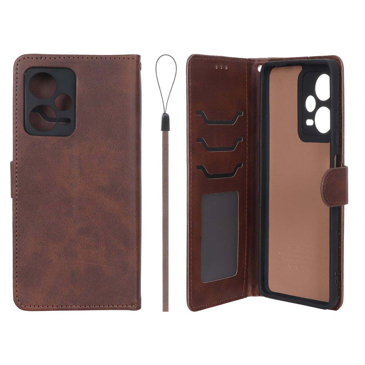 کیف موبایل مگنتی درجه یک داخل خز MNC Plus مدل Xiaomi Redmi Note 12 Pro Plus - قهوه ای