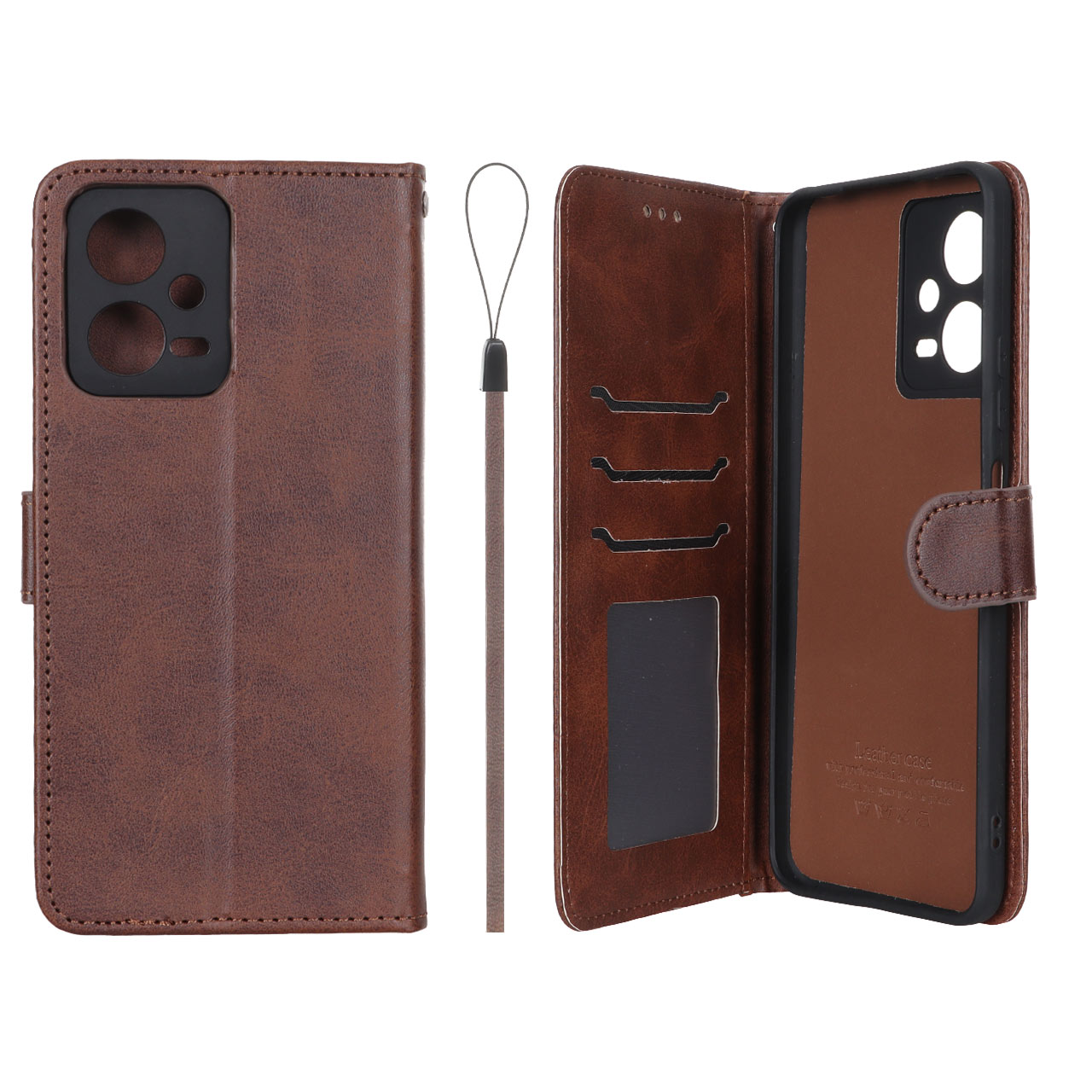 کیف موبایل مگنتی درجه یک داخل خز MNC Plus مدل Xiaomi Redmi Note 12 5G / Poco X5 5G - قهوه ای