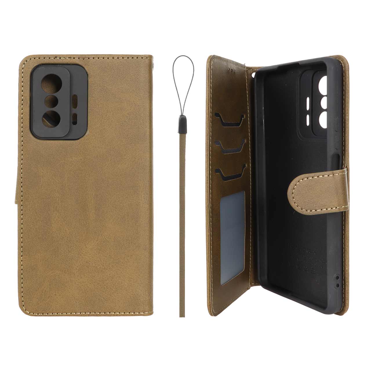 کیف موبایل مگنتی درجه یک داخل خز MNC Plus مدل Xiaomi Mi 11T / Mi 11T Pro - سبز زیتونی