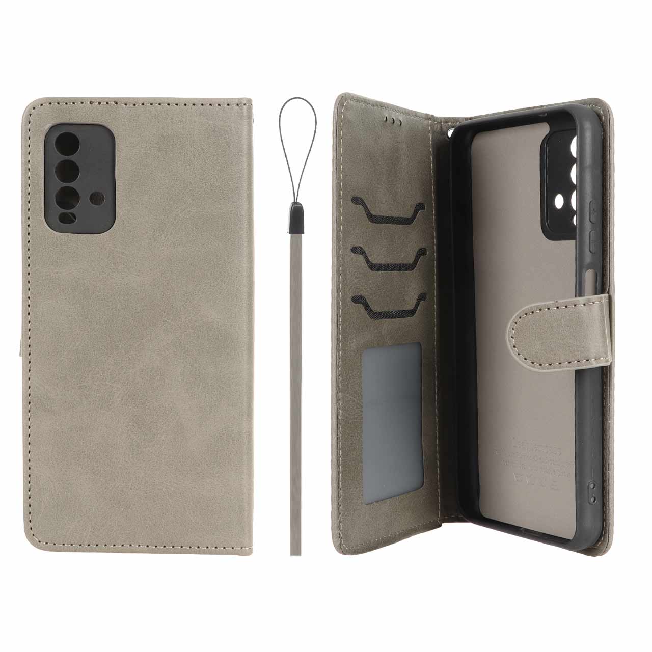 کیف موبایل مگنتی درجه یک داخل خز MNC Plus مدل Xiaomi Redmi 9T 4G - خاکستری