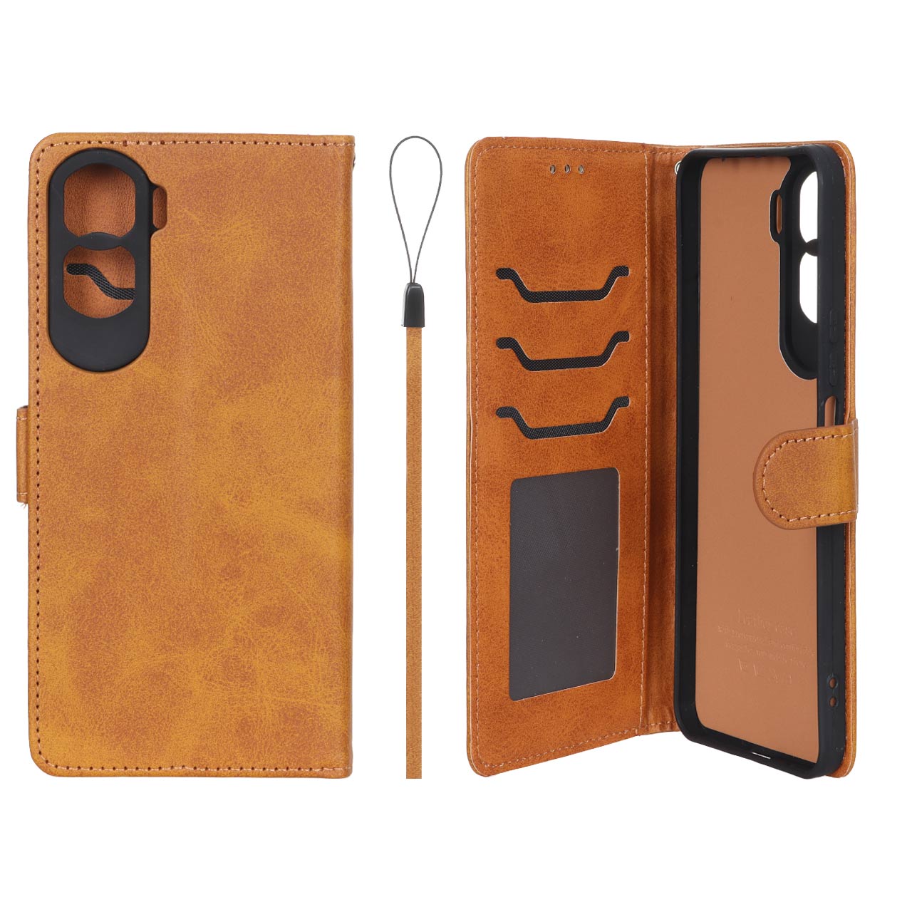 کیف موبایل مگنتی درجه یک داخل خز MNC Plus مدل Honor 90 Lite - عسلی