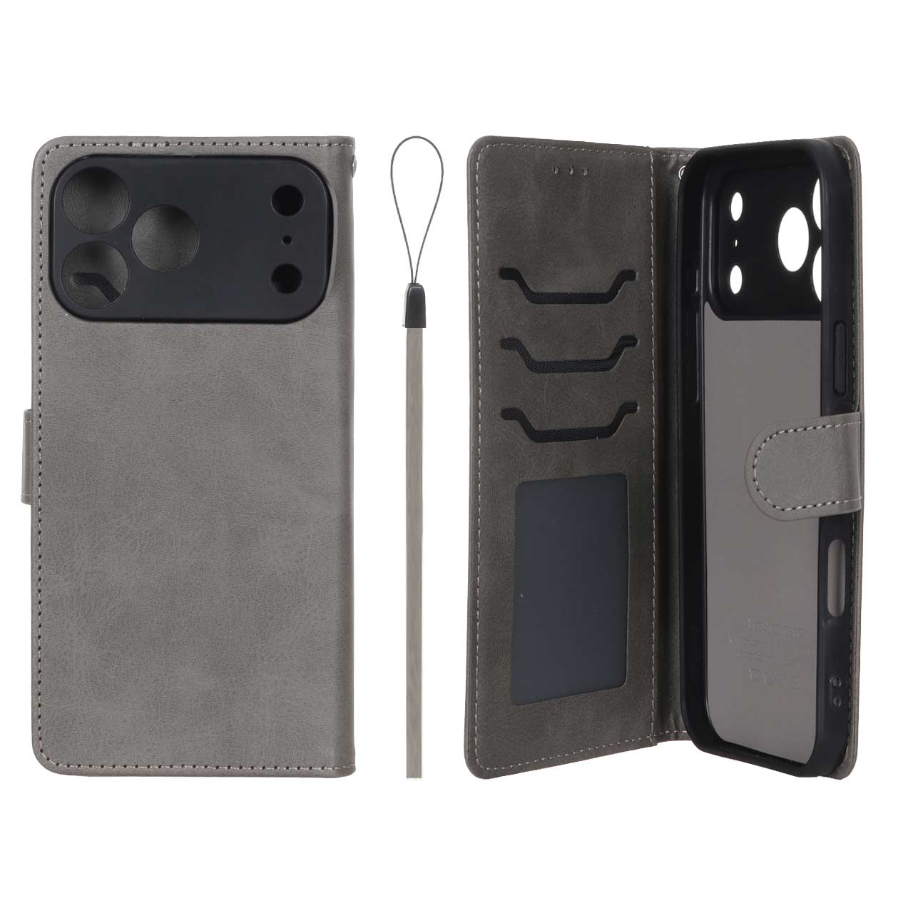 کیف موبایل مگنتی درجه یک داخل خز MNC Plus مدل Apple iPhone 17 Pro Max - خاکستری