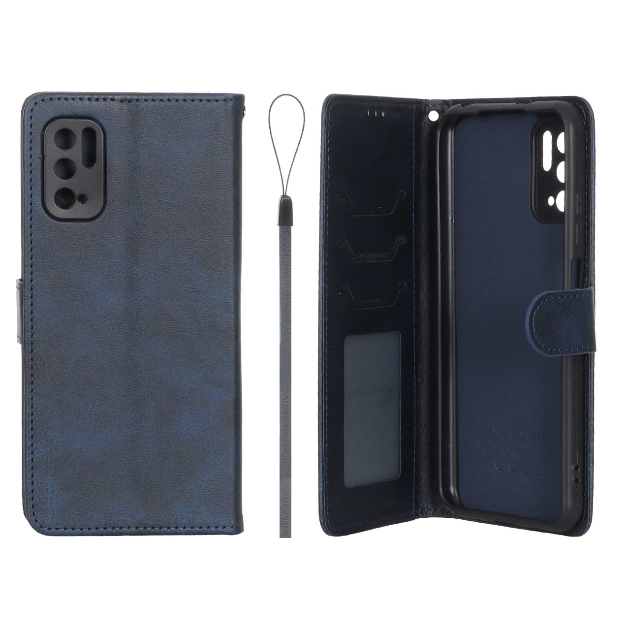 کیف موبایل مگنتی درجه یک داخل خز MNC Plus مدل Xiaomi Poco M3 Pro / Redmi Note 10 5G / Redmi Note 11 SE - سرمه ای