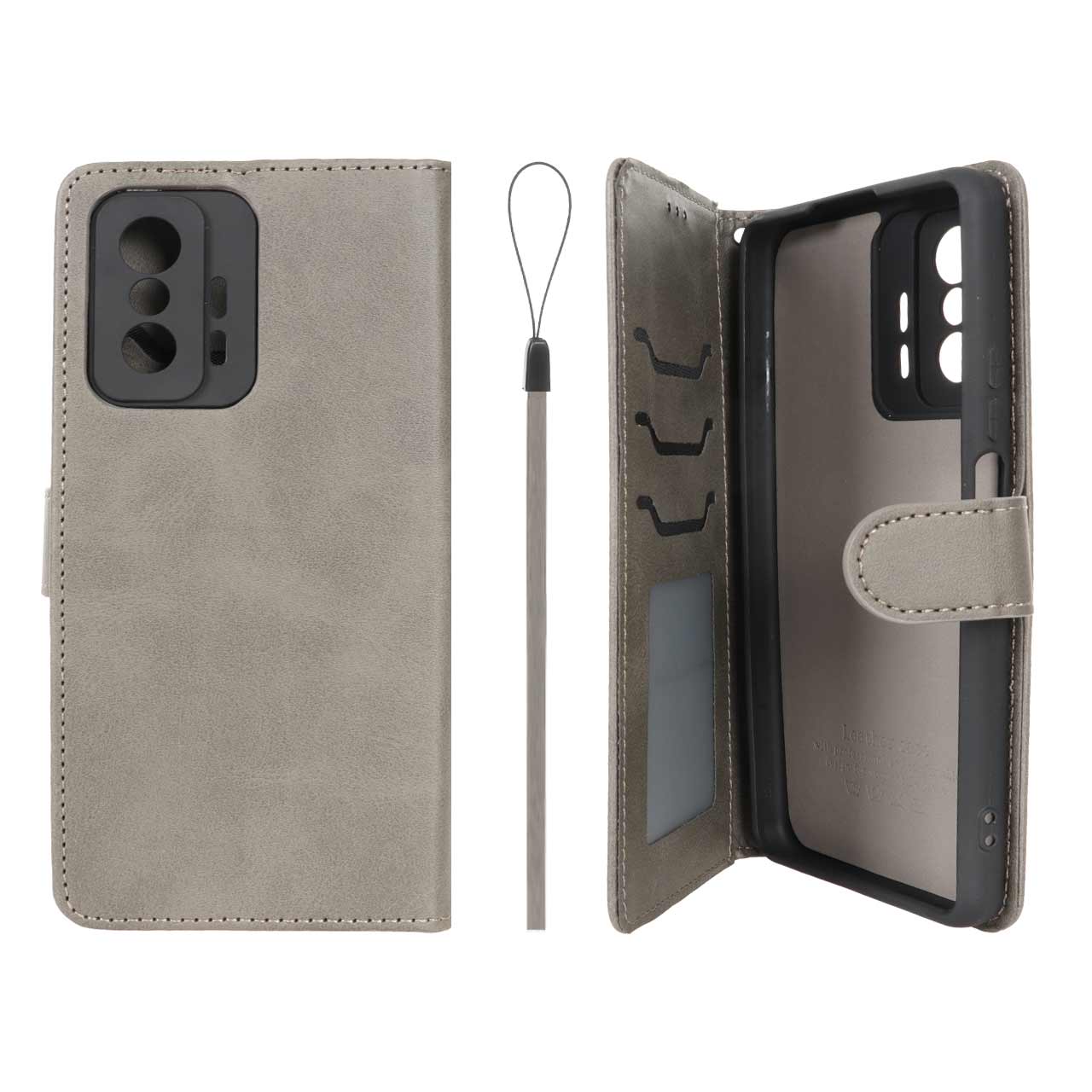 کیف موبایل مگنتی درجه یک داخل خز MNC Plus مدل Xiaomi Mi 11T / Mi 11T Pro - خاکستری