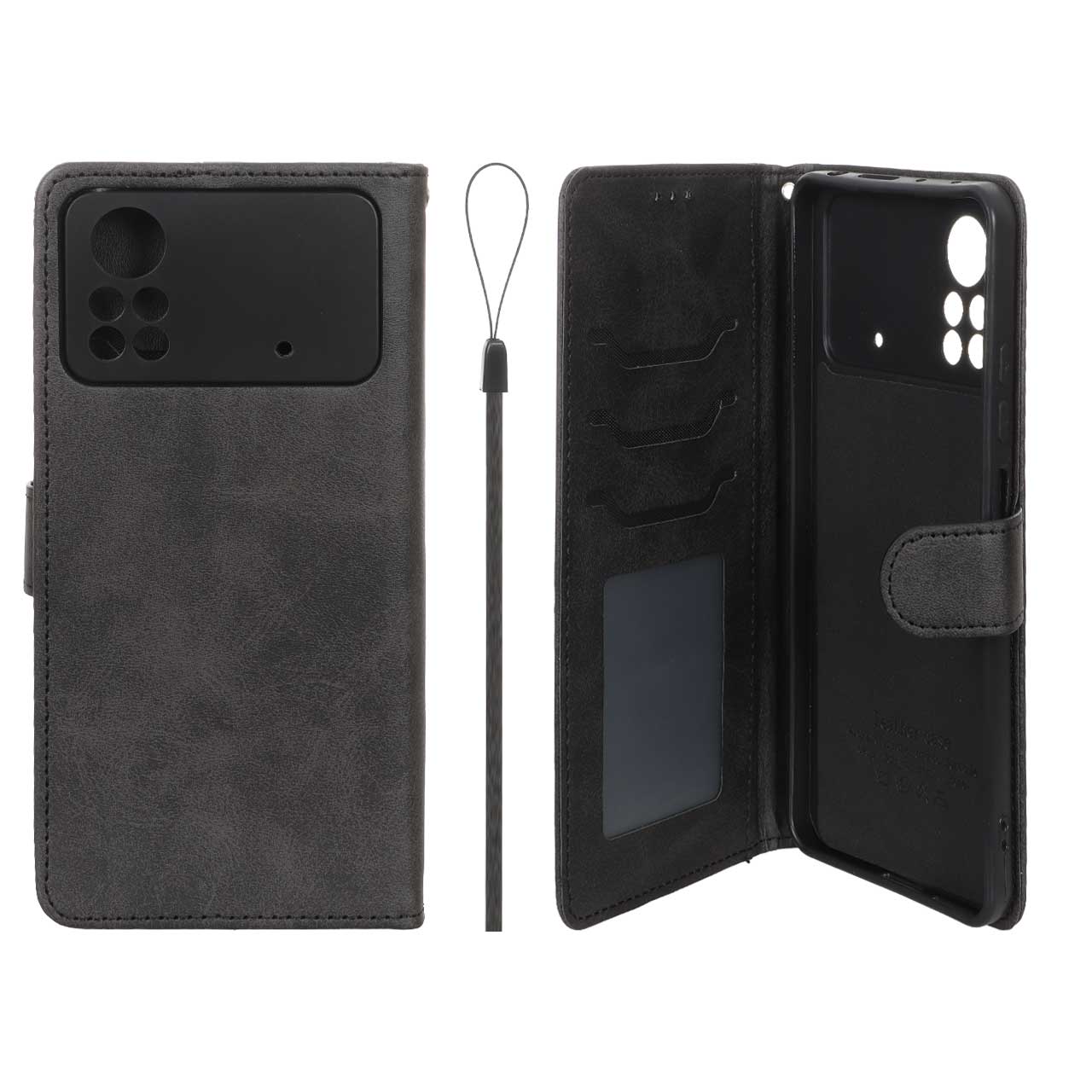 کیف موبایل مگنتی درجه یک داخل خز MNC Plus مدل Xiaomi Poco X4 Pro - مشکی