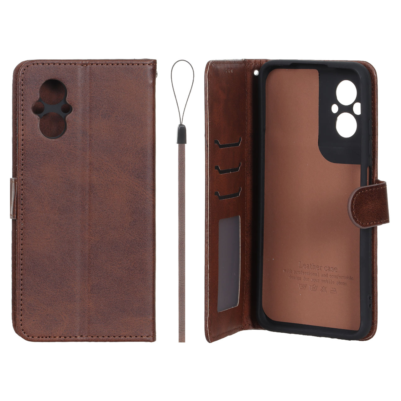 کیف موبایل مگنتی درجه یک داخل خز MNC Plus مدل Xiaomi Poco M5 - قهوه ای