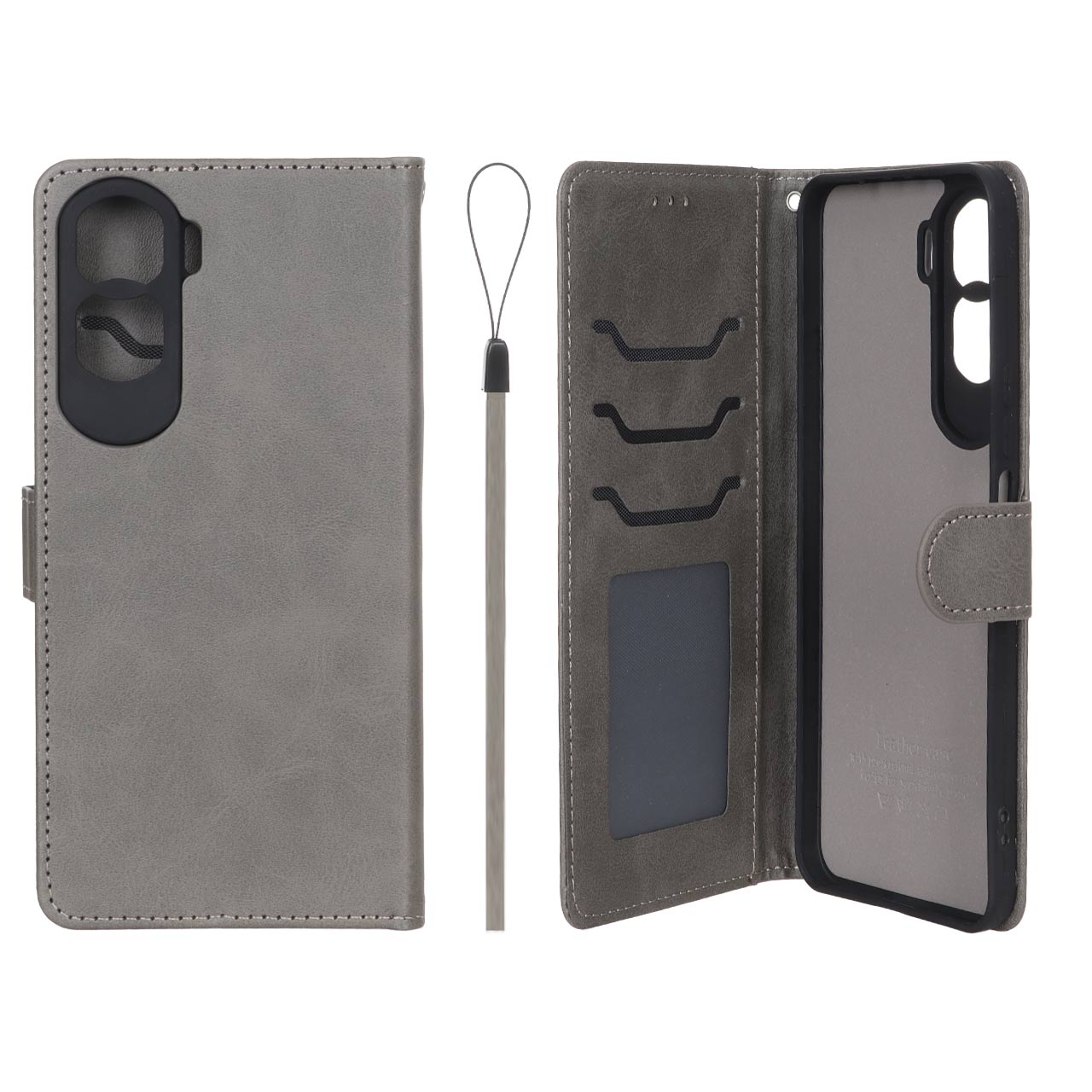کیف موبایل مگنتی درجه یک داخل خز MNC Plus مدل Honor 90 Lite - خاکستری
