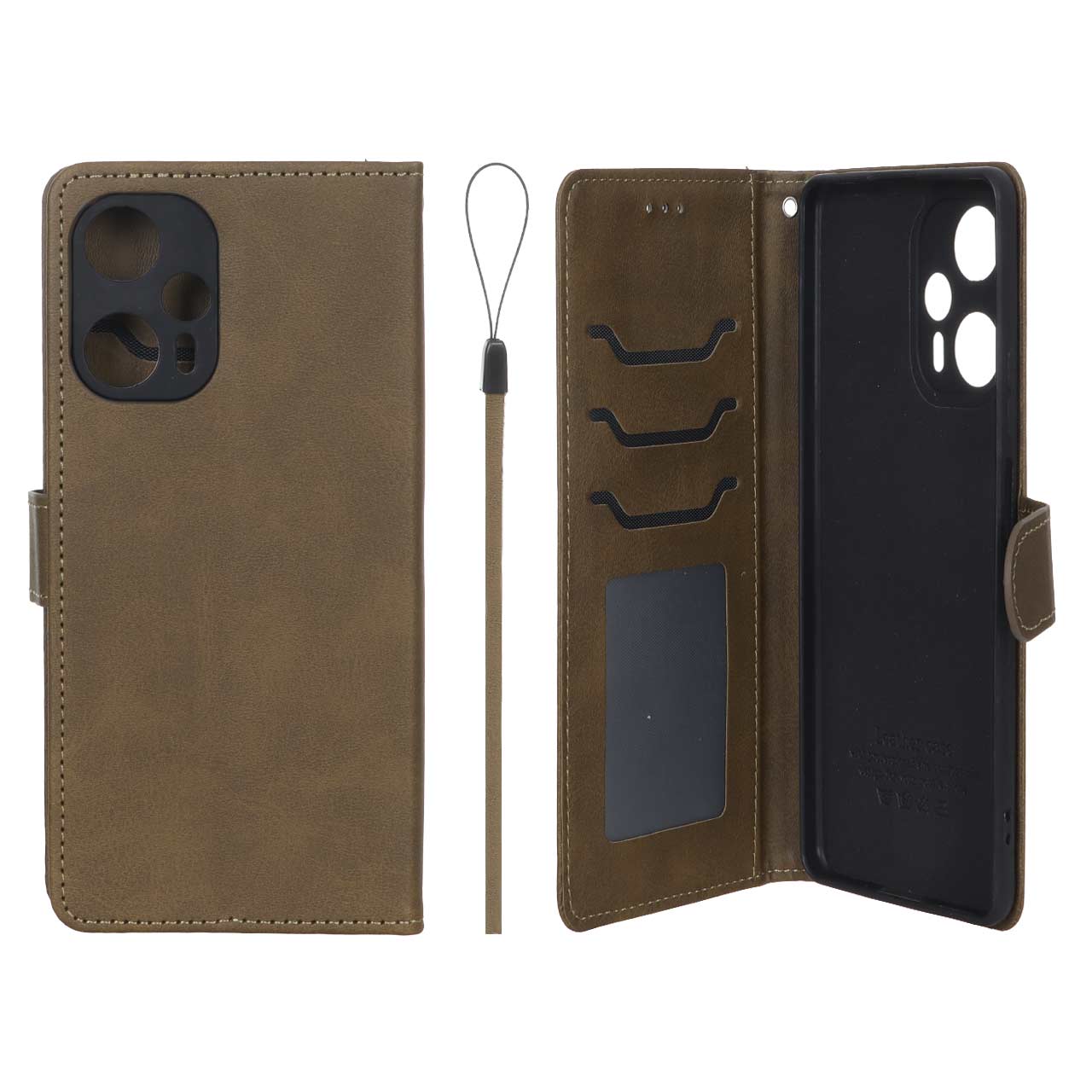 کیف موبایل مگنتی درجه یک داخل خز MNC Plus مدل Xiaomi Poco F5 - سبز زیتونی