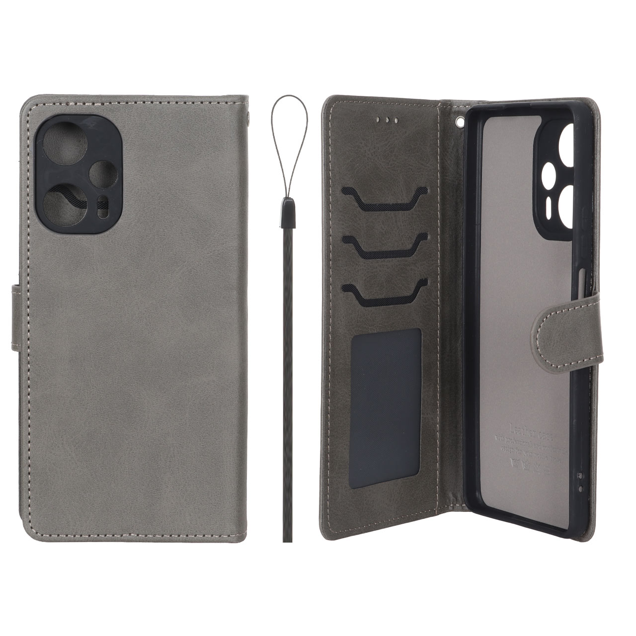 کیف موبایل مگنتی درجه یک داخل خز MNC Plus مدل Xiaomi Poco F5 - خاکستری