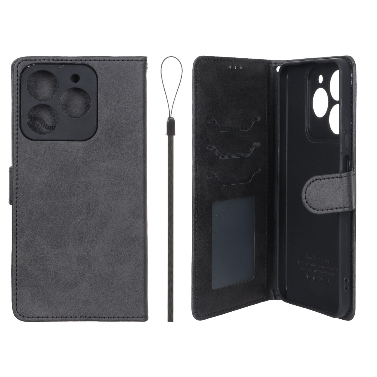 کیف موبایل مگنتی درجه یک داخل خز MNC Plus مدل Realme C61 - مشکی