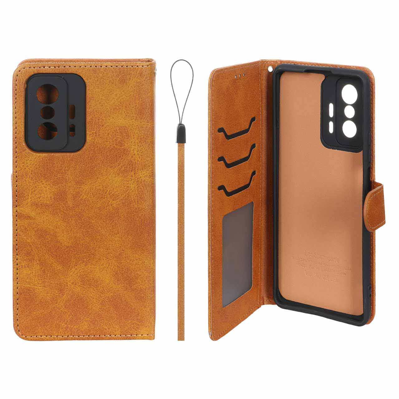 کیف موبایل مگنتی درجه یک داخل خز MNC Plus مدل Xiaomi Mi 11T / Mi 11T Pro - عسلی