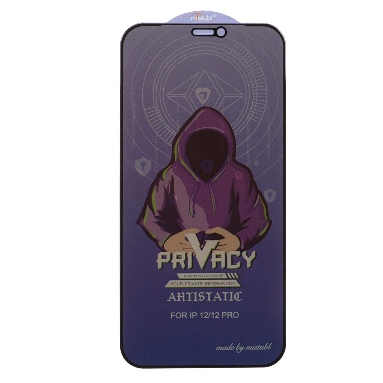 محافظ صفحه نمایش شیشه ای Full Cover Mietubl Anti Static Privacy مدل NTC -Apple iPhone 12 / iPhone 12 Pro