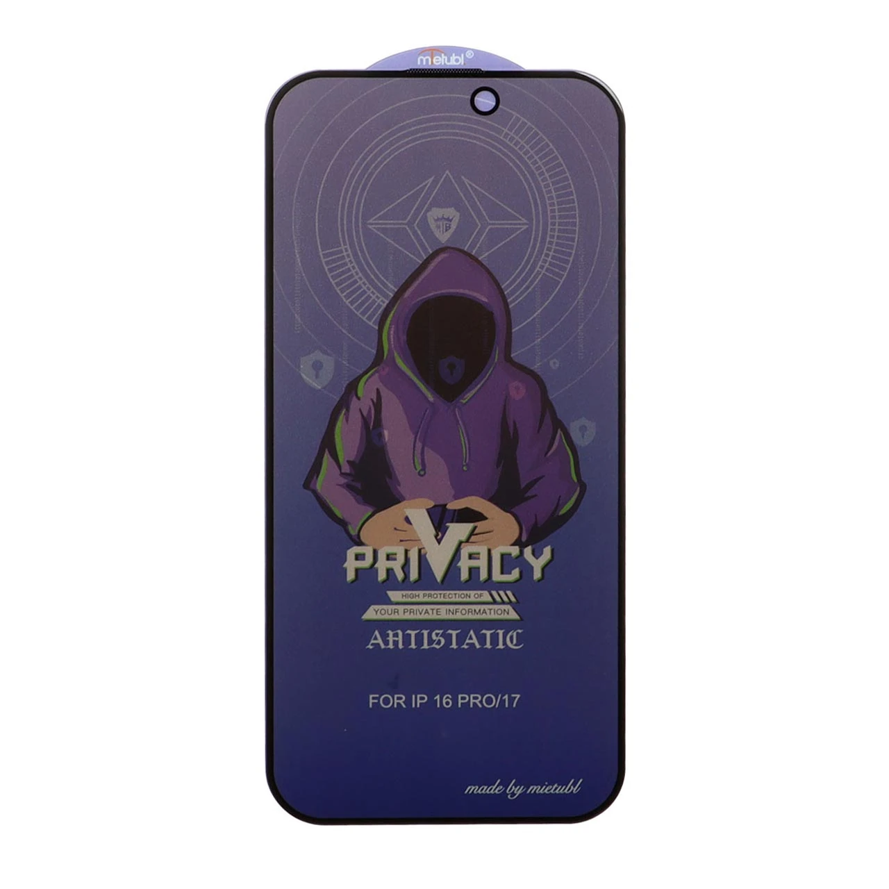 محافظ صفحه نمایش شیشه ای Full Cover Mietubl Anti Static Privacy مدل NTC - Apple iPhone 17 / iPhone 16 Pro
