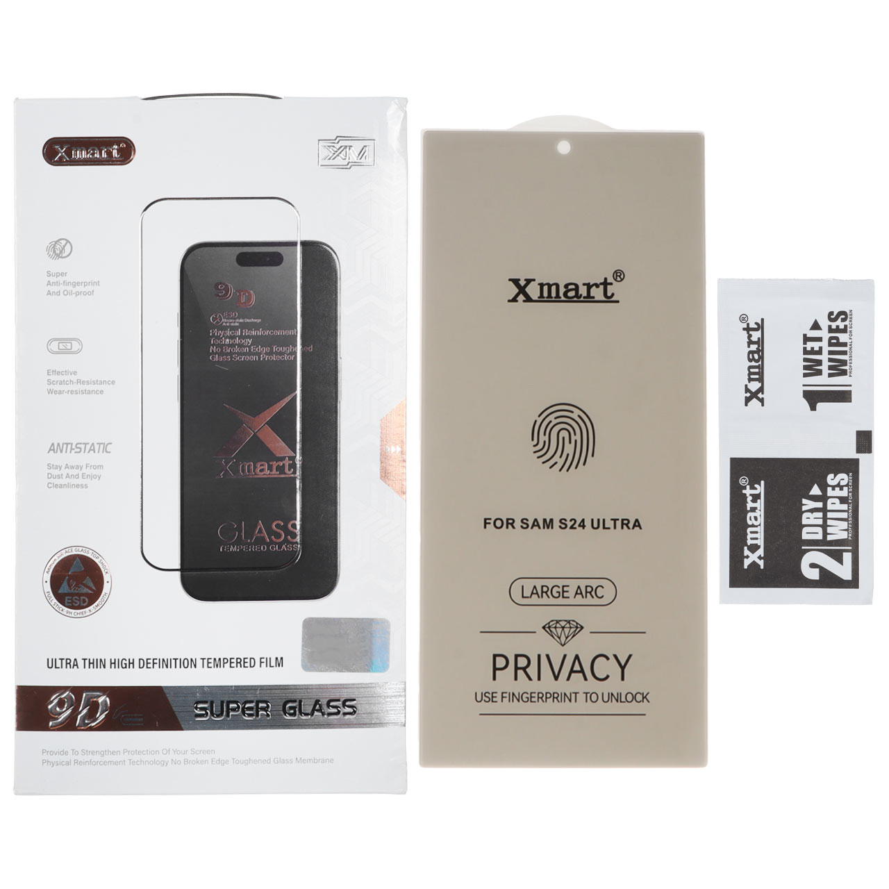 محافظ صفحه نمایش شیشه ای بدون حاشیه Xmart Privacy 3D Large Arc مدل Samsung Galaxy S24 Ultra (پک دار)