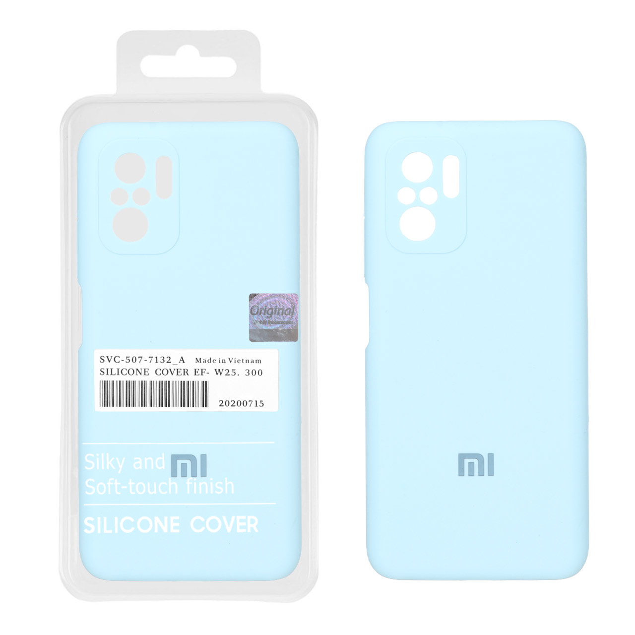 قاب سیلیکونی پاک کنی اورجینال Master Quality مدل Xiaomi Redmi Note 10 4G / Redmi Note 10S / Poco M5S - آبی آسمانی (پک دار)