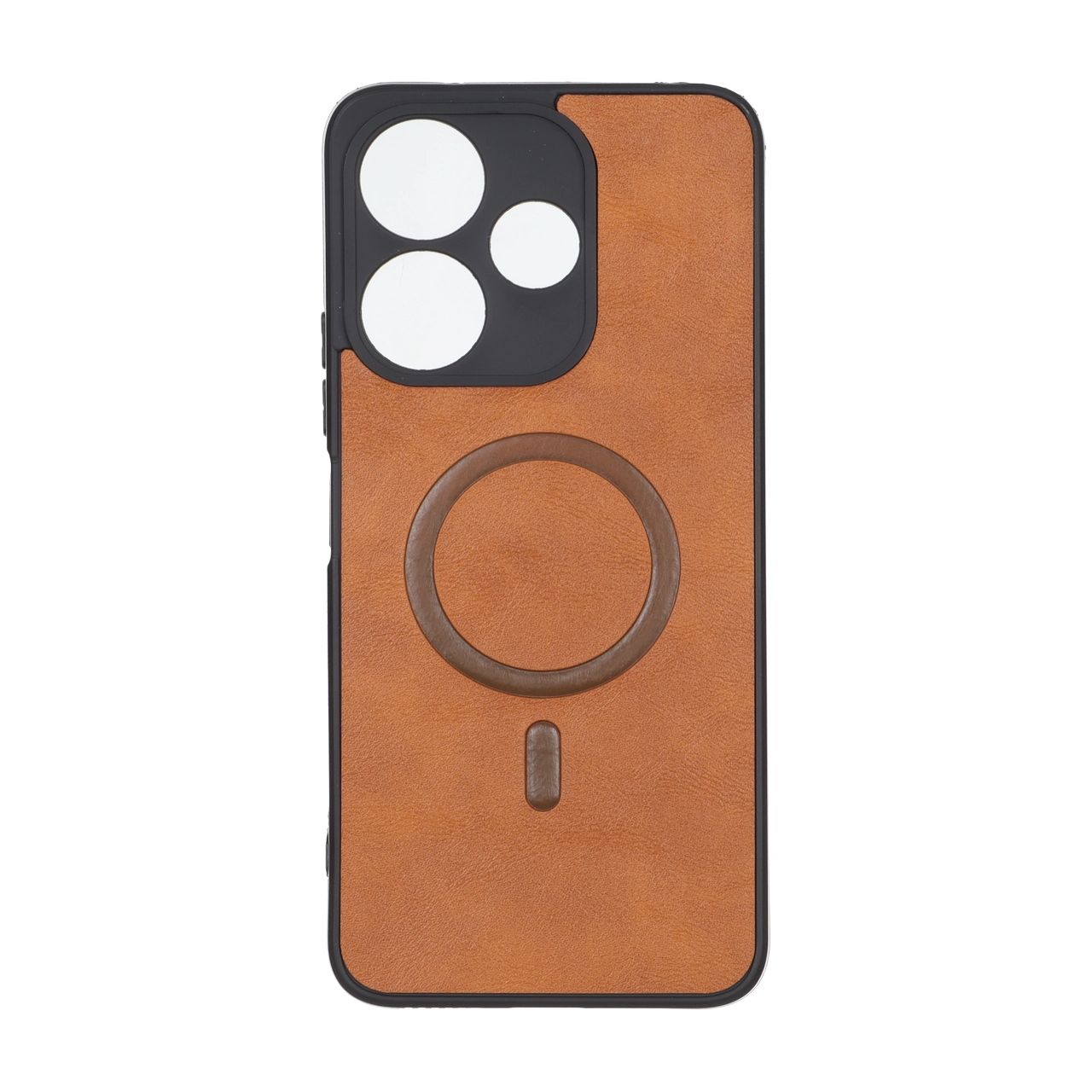 قاب چرمی طرح مگ سیف محافظ لنزدار Xiaomi Redmi 13X / Redmi 13 4G / Poco M6 4G - قهوه ای