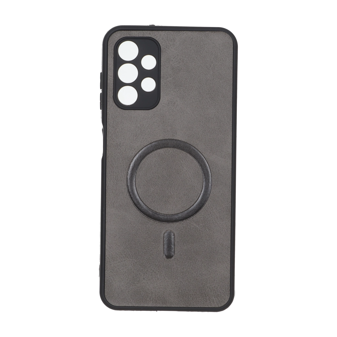 قاب چرمی طرح مگ سیف محافظ لنزدار Samsung Galaxy A32 5G - خاکستری