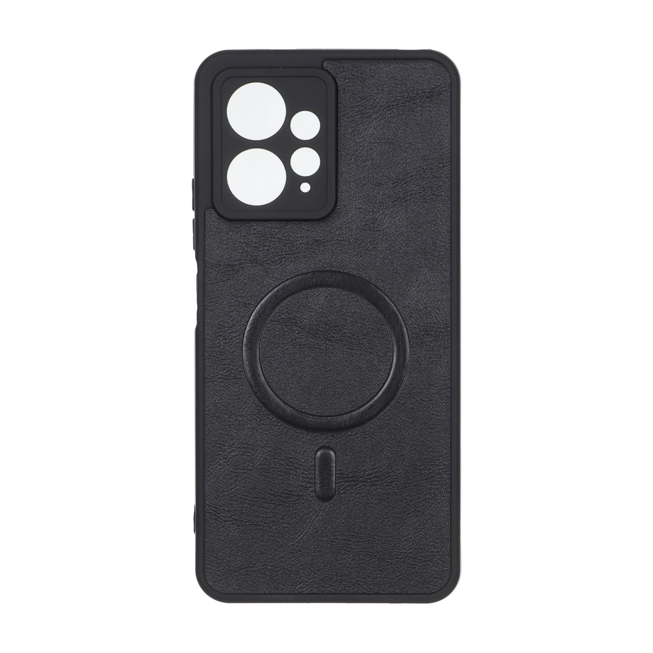 قاب چرمی طرح مگ سیف محافظ لنزدار Xiaomi Redmi Note 12 4G - مشکی