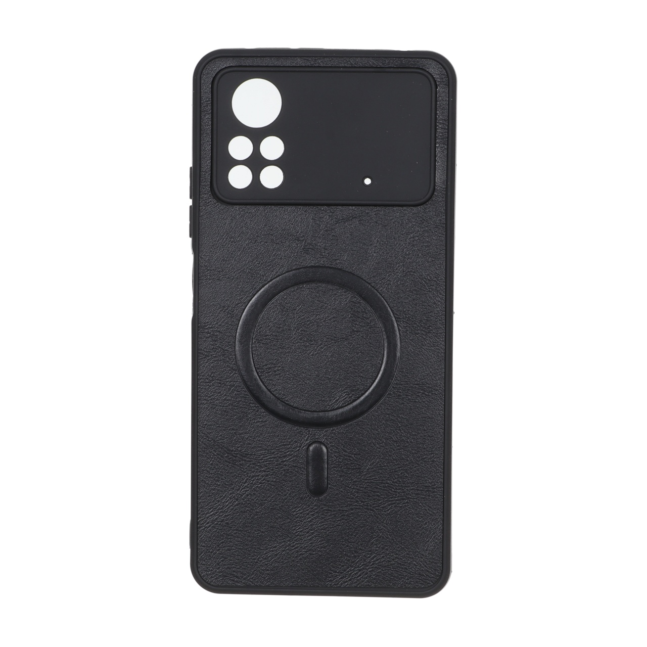 قاب چرمی طرح مگ سیف محافظ لنزدار Xiaomi Poco X4 Pro - مشکی