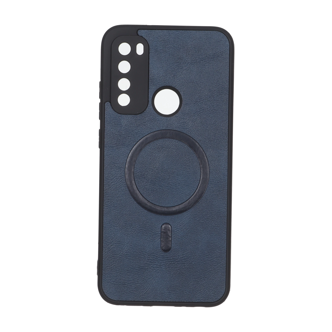 قاب چرمی طرح مگ سیف محافظ لنزدار Xiaomi Redmi Note 8 - سرمه ای
