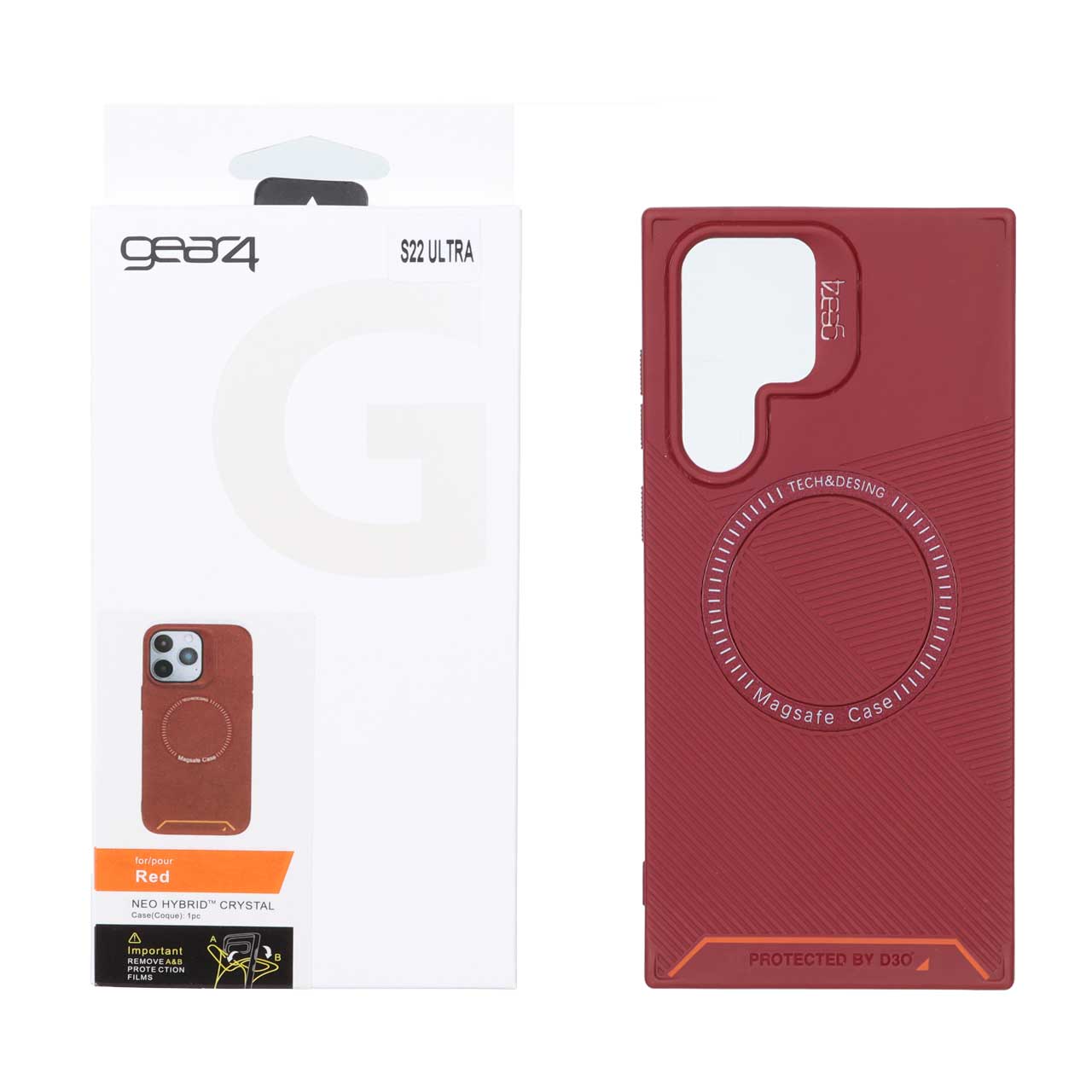 قاب اورجینال Magsafe Gear4 D30 مدل Samsung Galaxy S22 Ultra - قرمز (پک دار)