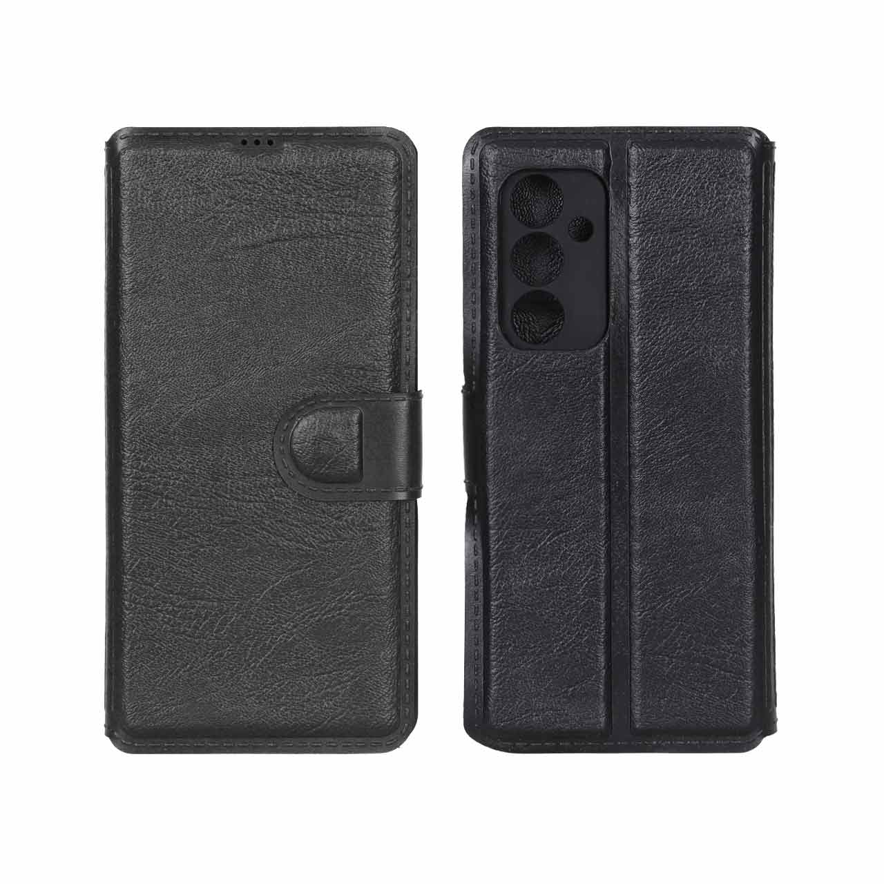 کیف موبایل چرمی مگنتی محافظ لنزدار Samsung Galaxy S23 FE - مشکی