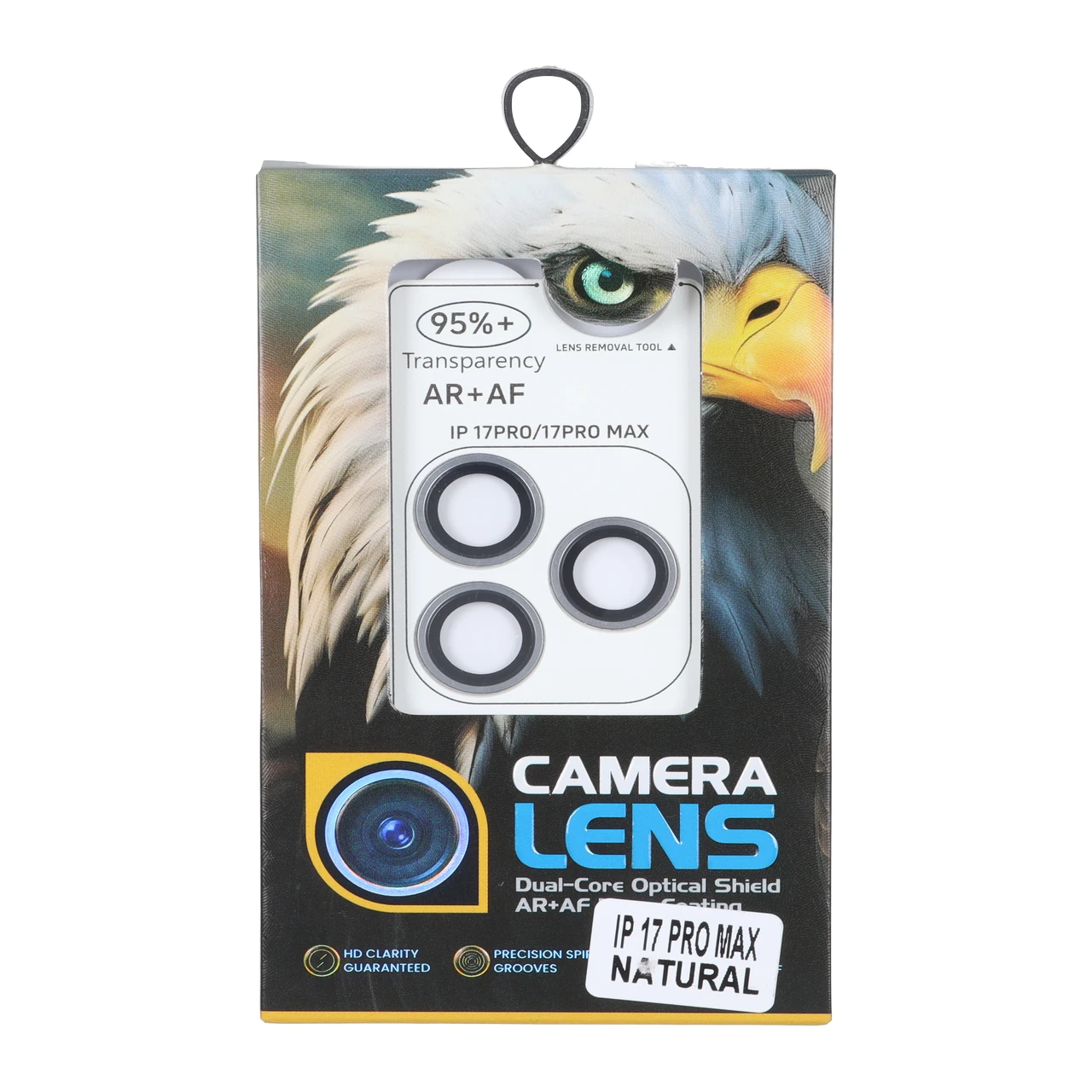محافظ لنز رینگی اورجینال Eagle شابلون دار با قابلیت نصب مجدد Apple iPhone 17 Pro Max / iPhone 17 Pro - خاکستری روشن (پک دار)