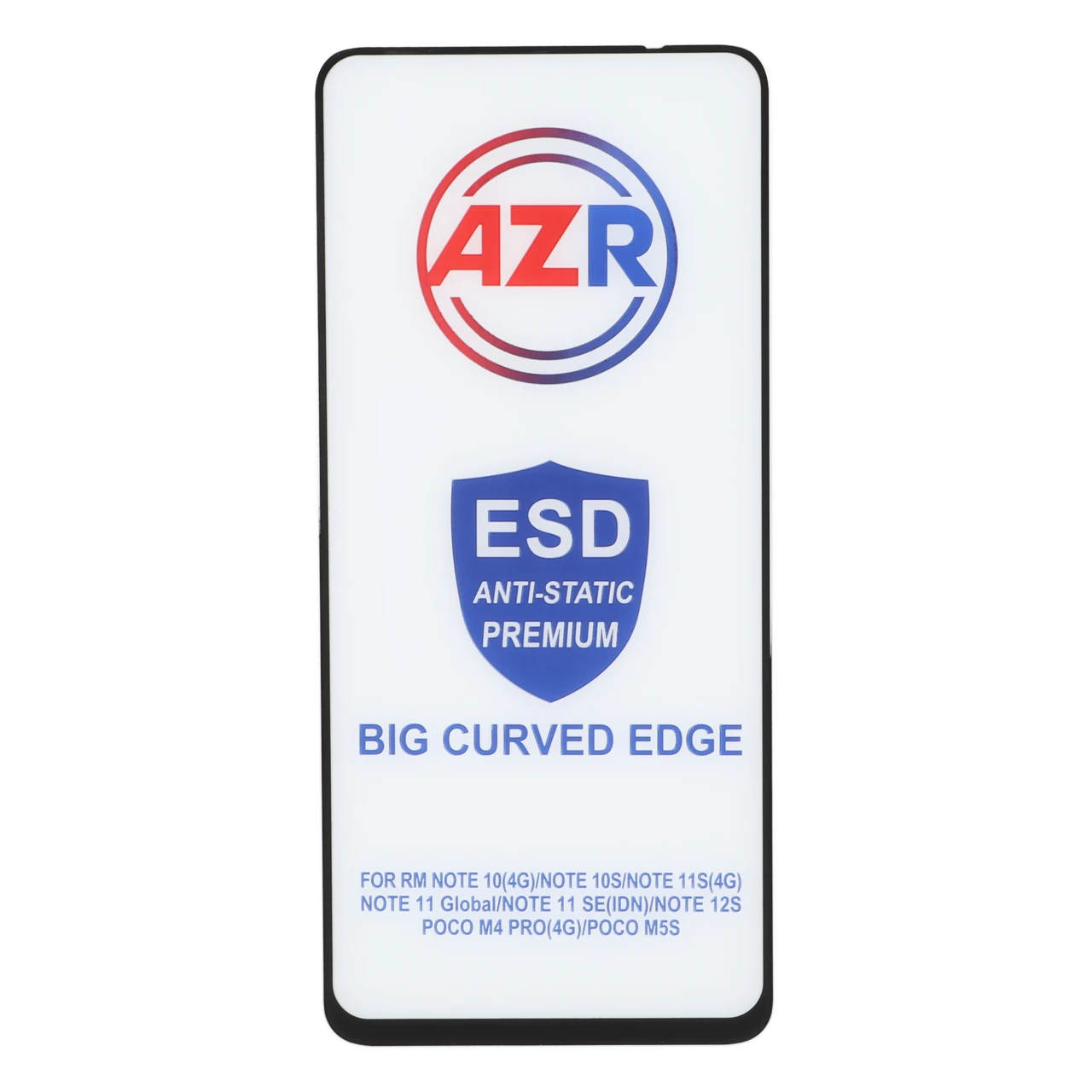 محافظ صفحه نمایش شیشه ای AZR - Big curved ESD Anti Static مدل Xiaomi Redmi Note 12S / Redmi Note 11 4G / Redmi Note 11S / Redmi Note 10 4G / Redmi Note 10S / Poco M5S / Poco M4 Pro 4G