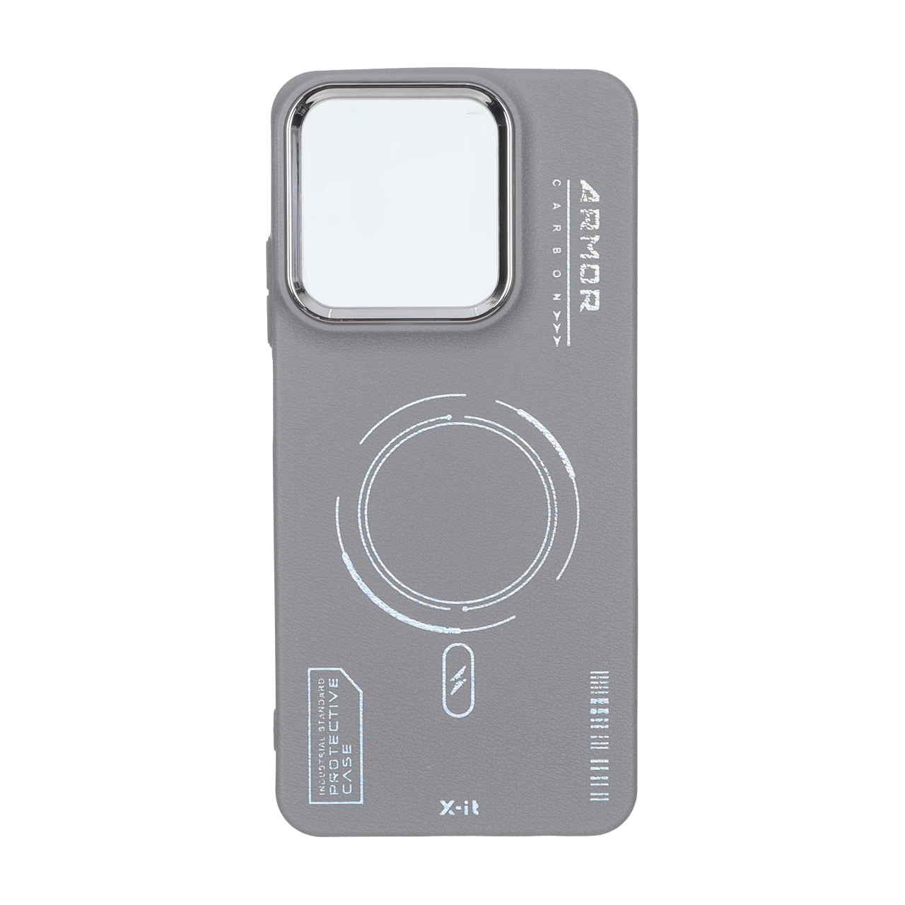 قاب Armor لنز متال Texture طرح مگ سیف Realme Note 60 / Note 60x - خاکستری